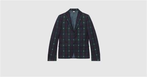 gucci check bees fabric jacket|Gucci men's jacket.